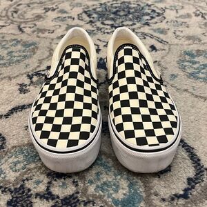 Vans Checkered Black & White Platform Slip Ons